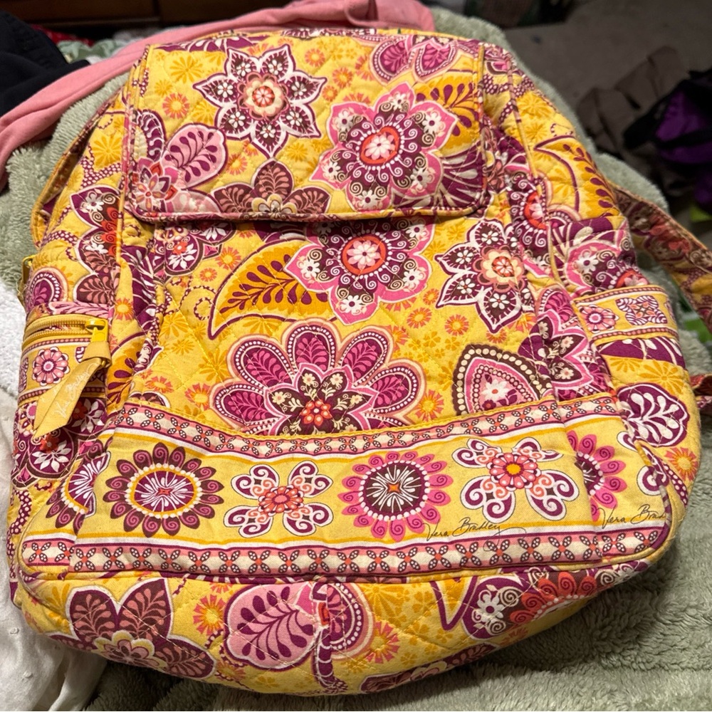 Vera Bradley Floral Backpack - Yellow and Pink